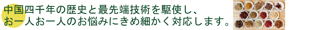 中国四千年の歴史と最先端技術を駆使し、お一人お一人のお悩みにきめ細かく対応します。